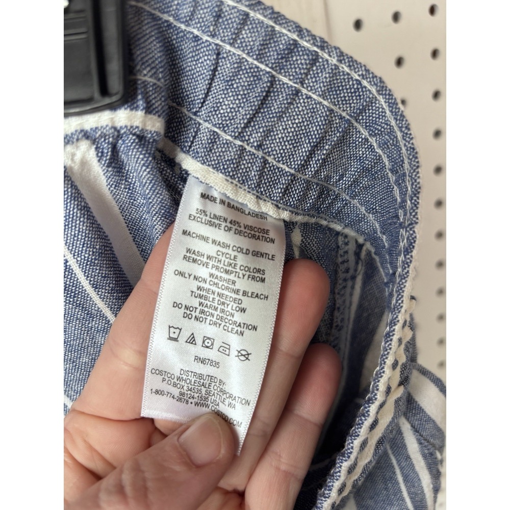 Nautica Women's‎ Lg Pull On Linen Viscose Drawstring Shorts Blue White Striped - Picture 7 of 7